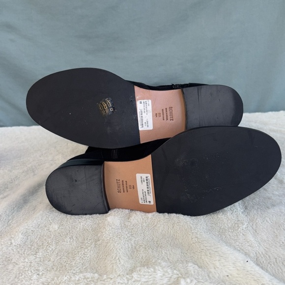 NWOT Schutz Luidi Women Sz 8 Buckled Suede Leather Knee Boot Black Side Zip - Picture 5 of 7